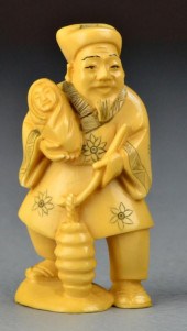 Japanese Carved Ivory OkimonoF
