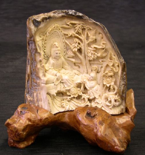 Japanese Carved Ivory Plaque on a