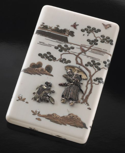 Japanese carved ivory shibayama