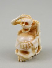 JAPANESE CARVED IVORY SKELETON