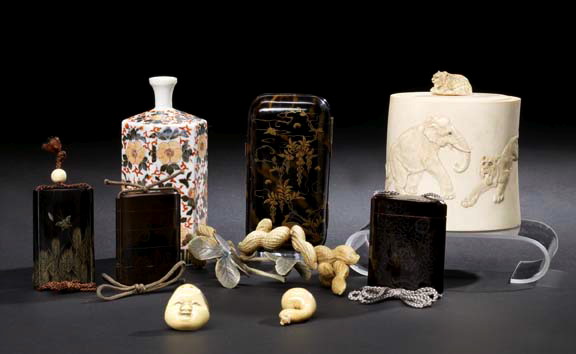 Japanese Carved Ivory Storage Box,