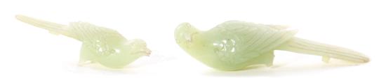 Japanese carved jade birds 19th