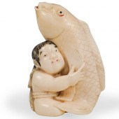 JAPANESE CARVED KOI & MAN NETS
