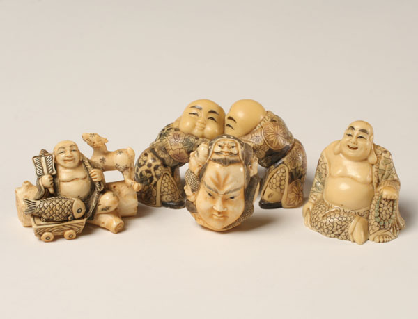 Japanese carved netsukes, buddha
