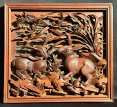 JAPANESE CARVED PANEL OF TWO R