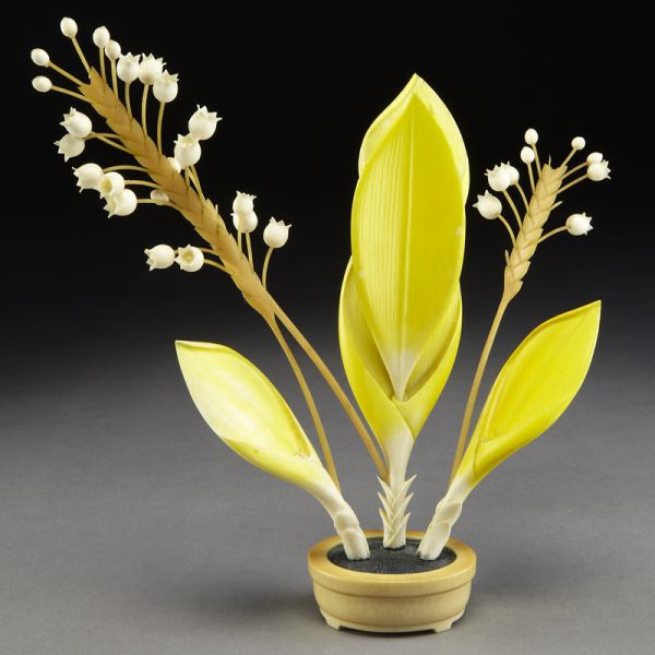 Japanese carved polychrome ivory