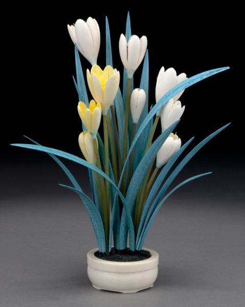 Japanese carved polychrome ivory