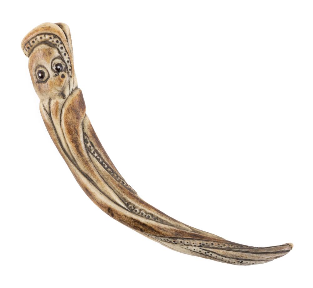 JAPANESE CARVED STAINED BONE