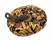JAPANESE CARVED STAINED IVORY