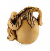 JAPANESE CARVED STAINED IVORY