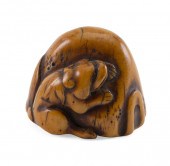 JAPANESE CARVED STAINED IVORY