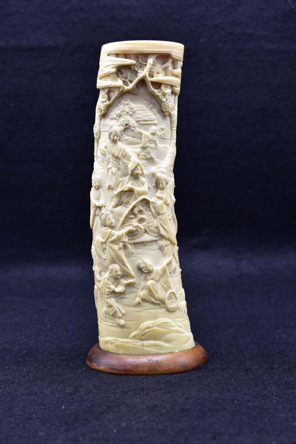JAPANESE CARVED TUSK VASECirca