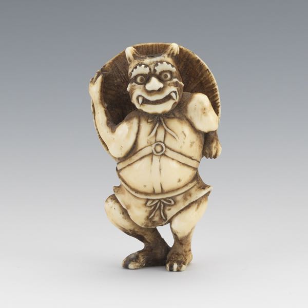 JAPANESE CARVED WALRUS TUSK NETSUKE