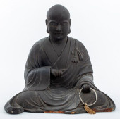 JAPANESE CARVED WOOD ARHAT FIG