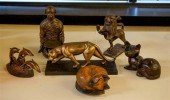 JAPANESE CARVED WOOD CAT, A PA
