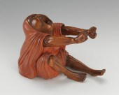 Japanese Carved Wood Daruma Fi