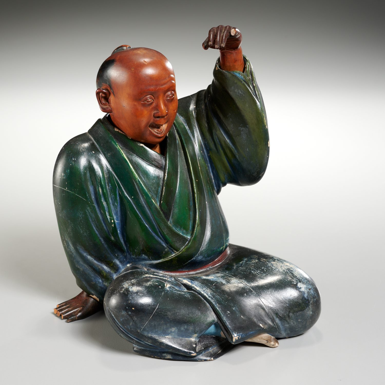 JAPANESE CARVED WOOD FIGURE OF A