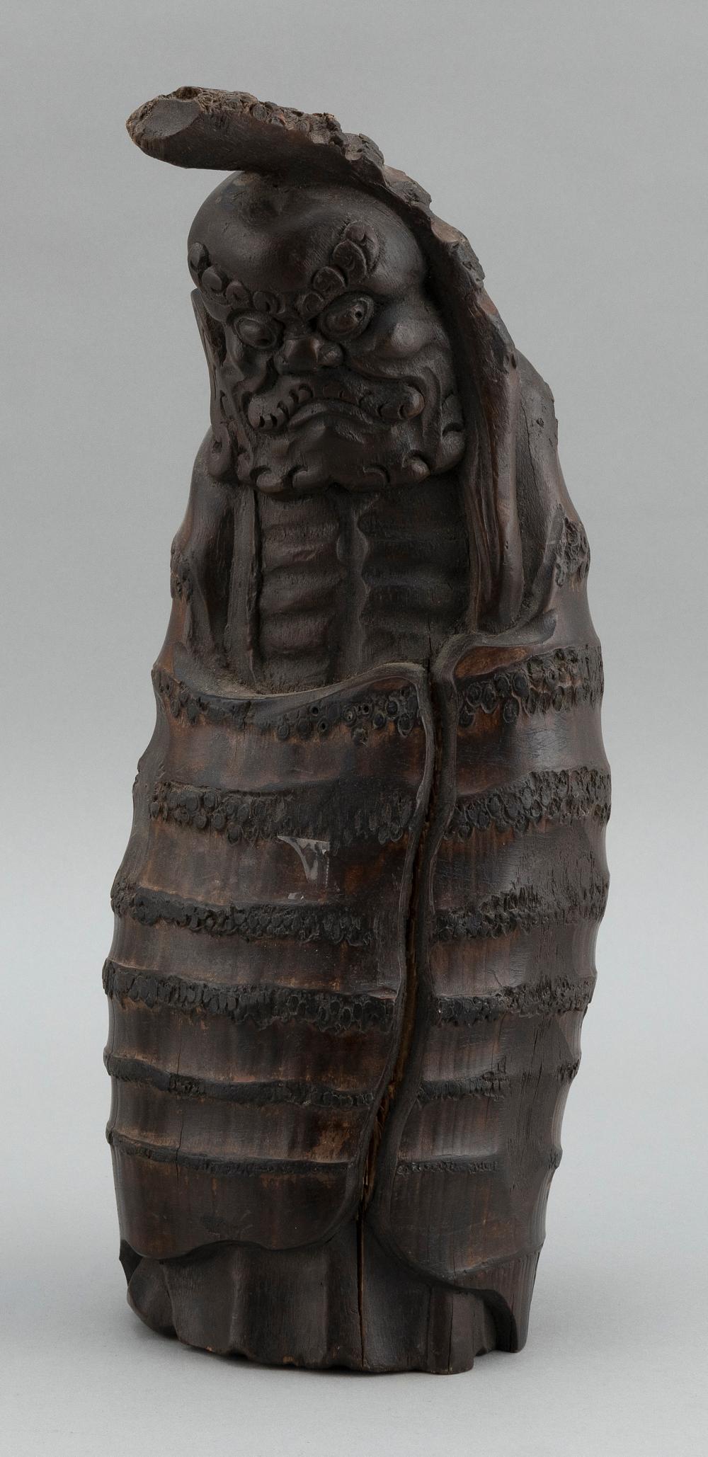 JAPANESE CARVED WOOD FIGURE OF
