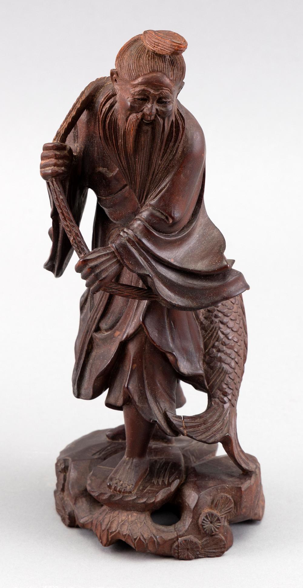 JAPANESE CARVED WOOD FIGURE OF