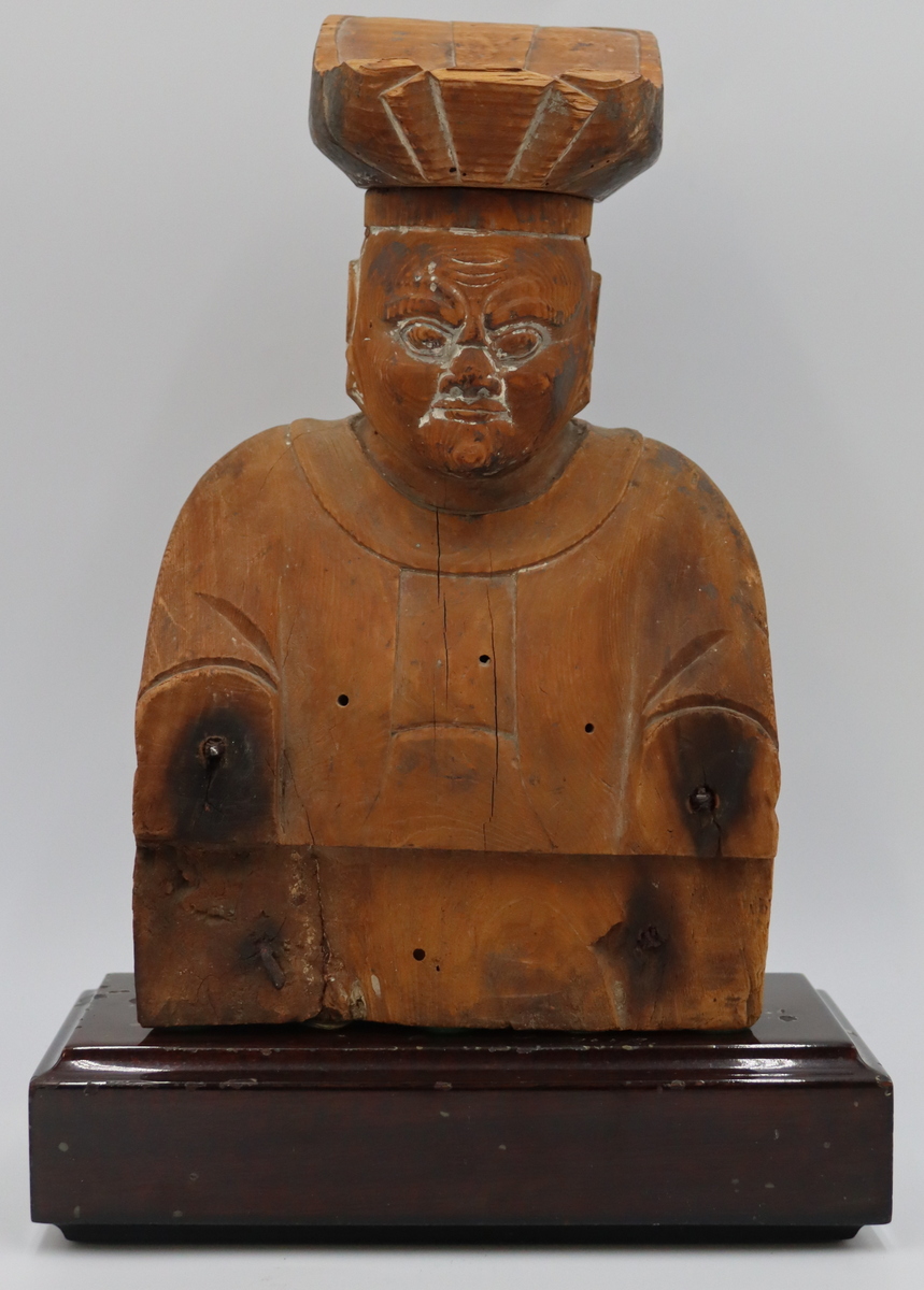 JAPANESE CARVED WOOD FIGURE OF EMMA