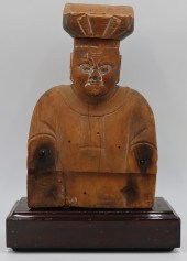 JAPANESE CARVED WOOD FIGURE OF