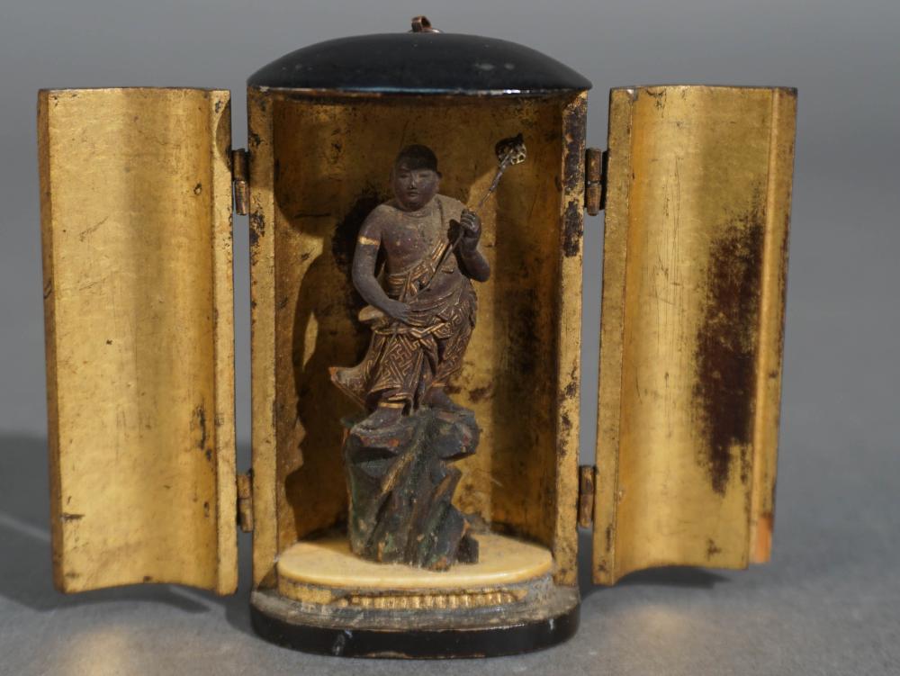 JAPANESE CARVED WOOD, GILT AND