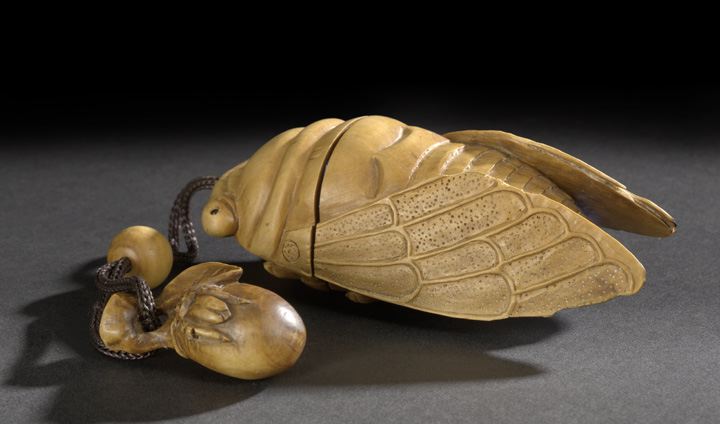 Japanese Carved Wood Inro,