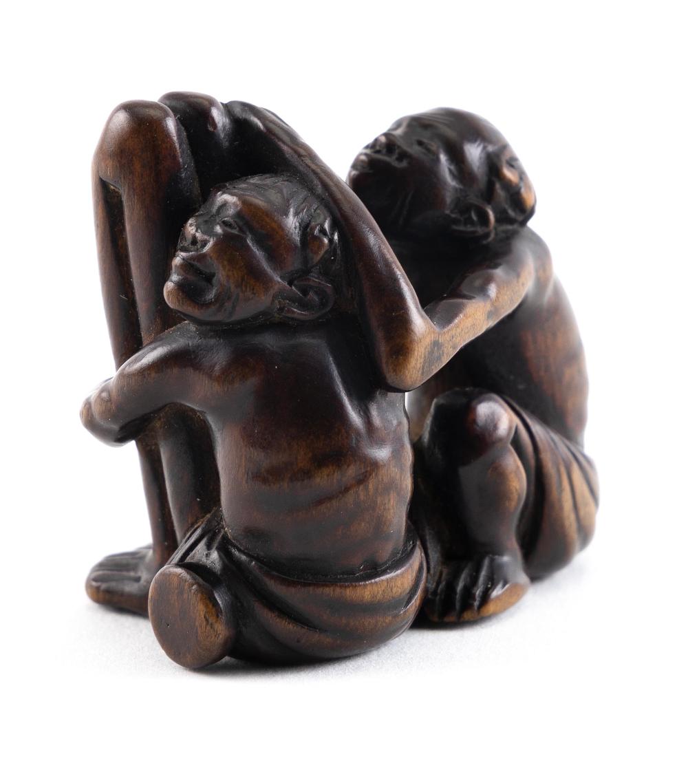 JAPANESE CARVED WOOD NETSUKE 18TH