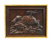 JAPANESE CARVED WOOD PANEL W/F