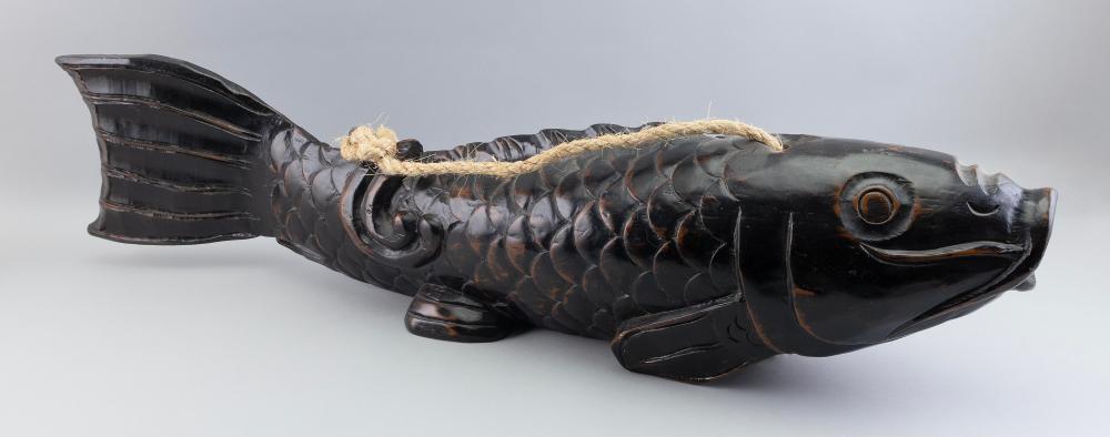 JAPANESE CARVED WOODEN CARP 20TH