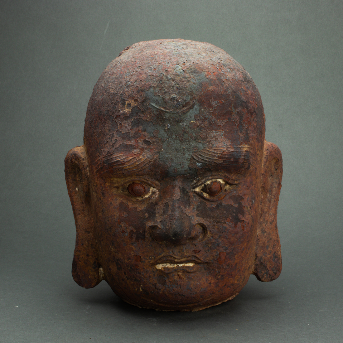 JAPANESE CAST IRON HEAD OF AN ARHAT