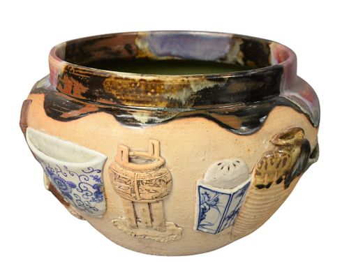 JAPANESE CERAMIC JARDINIERE, HAVING
