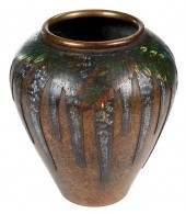 JAPANESE CHAMPLEVE BRONZE VASE