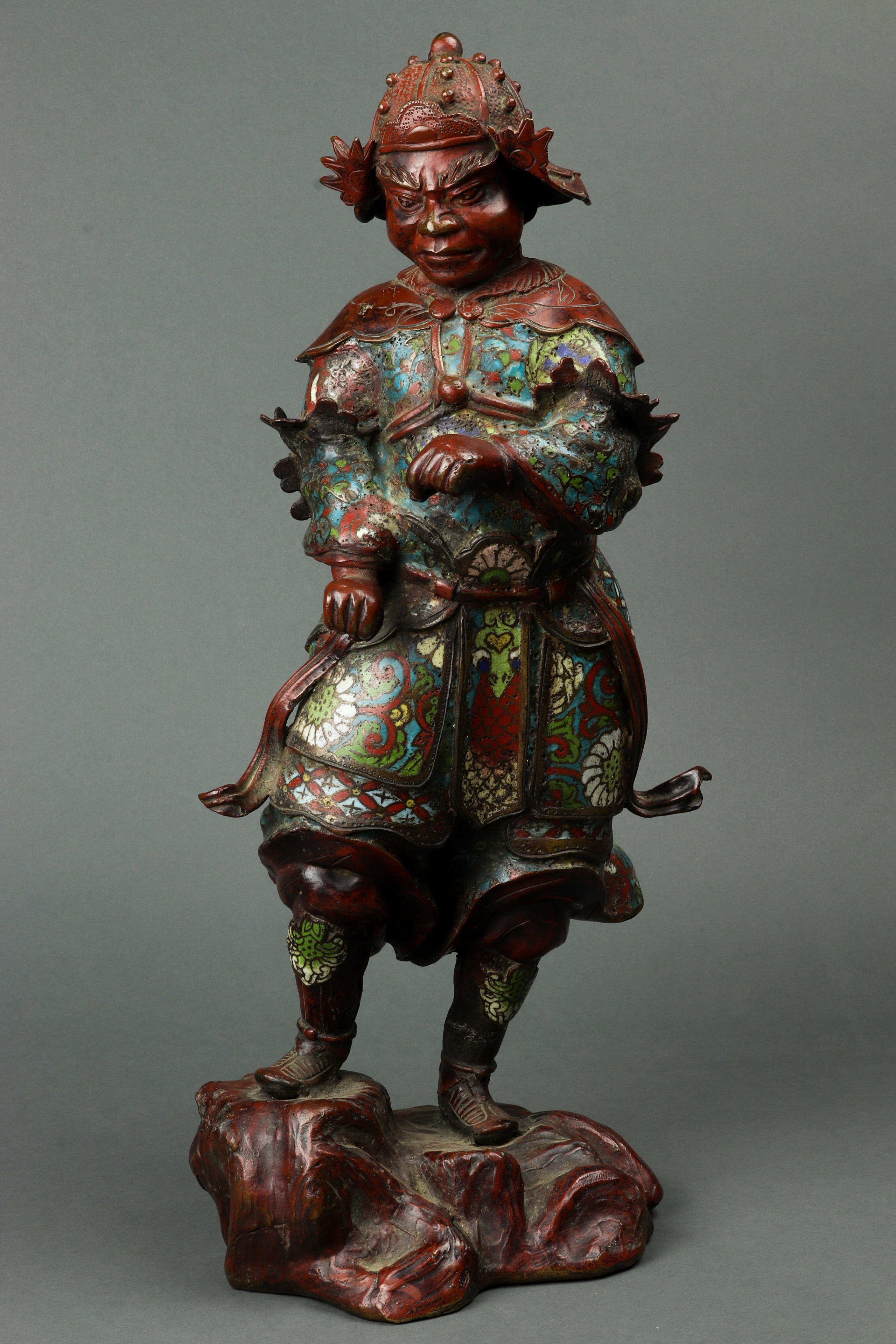 JAPANESE CHAMPLEVE SAMURAI FIGURE