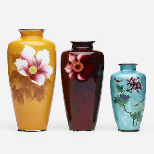Japanese. cloisonné enamel vases,