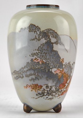 JAPANESE CLOISONNE FOOTED VASE W/