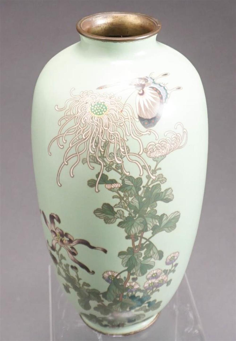 JAPANESE CLOISONNE GREEN GROUND