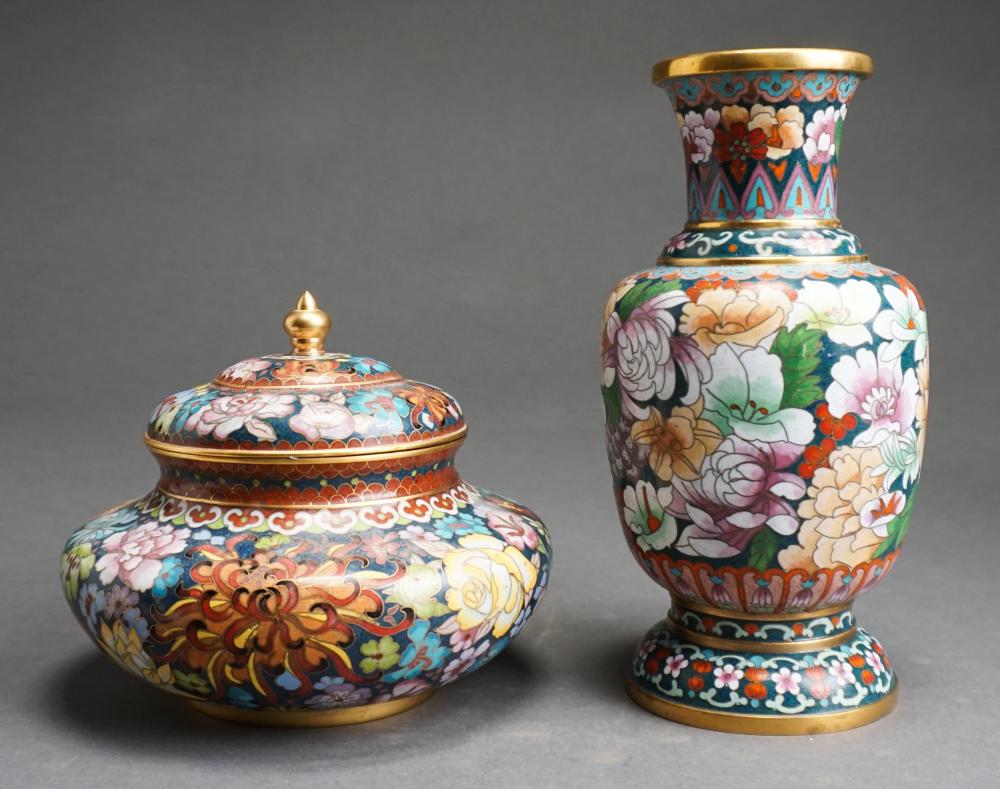 JAPANESE CLOISONNE VASE AND COVERED