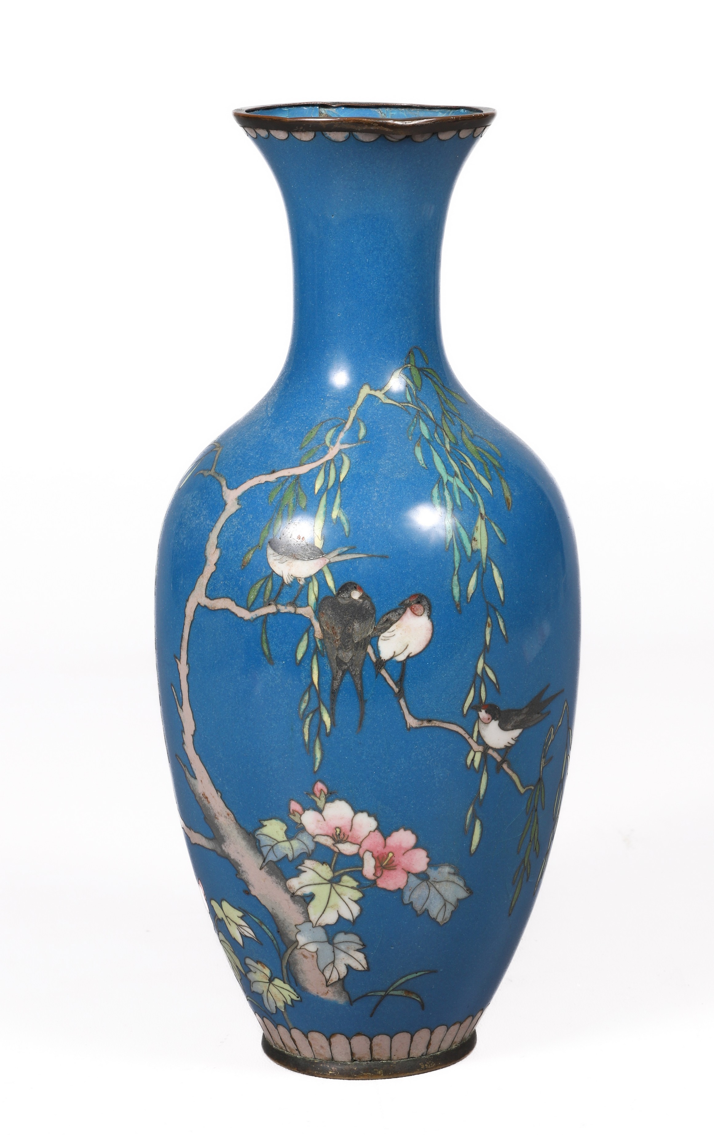 Japanese cloisonne vase, birds on