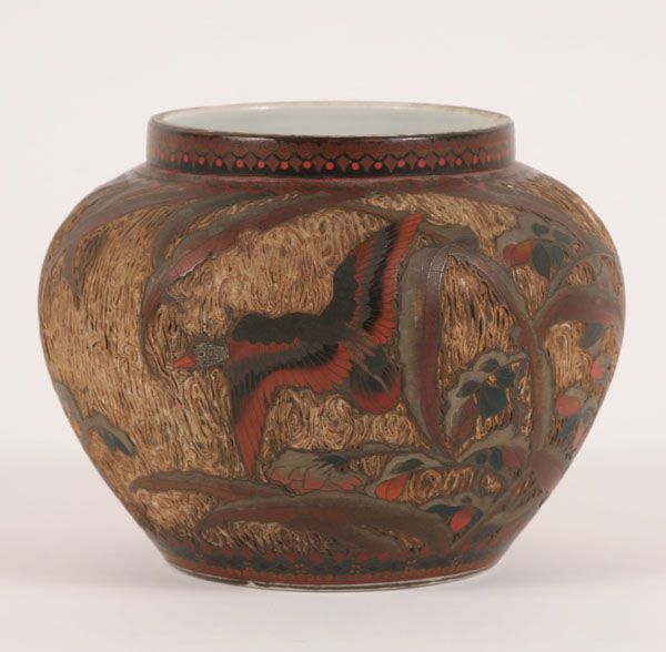 Japanese cloisonne vase; floral and