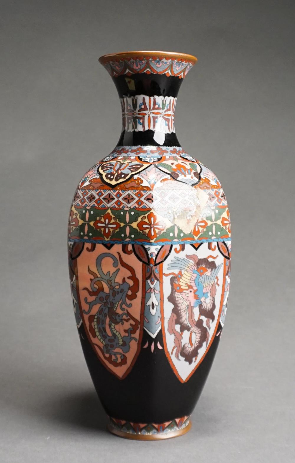 JAPANESE CLOISONNE VASE, H: 12