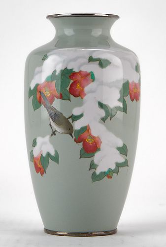JAPANESE CLOISONNE VASE SNOW AND