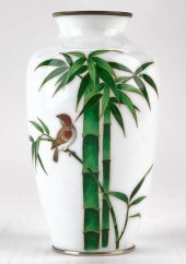 JAPANESE CLOISONNE VASE W/ BAM