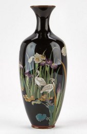 JAPANESE CLOISONNE VASE W/ CRA