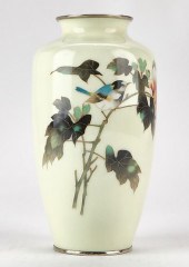 JAPANESE CLOISONNE VASE W/ LEA