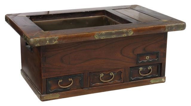 JAPANESE COPPER-LINED ELM HIBACHI