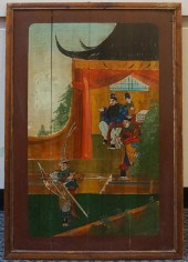 JAPANESE COURTYARD SCENE, OIL