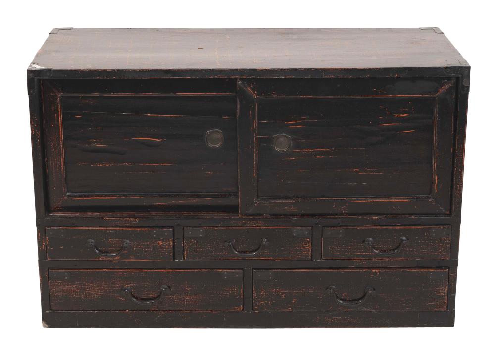 JAPANESE DARK LACQUERED WOOD LOW