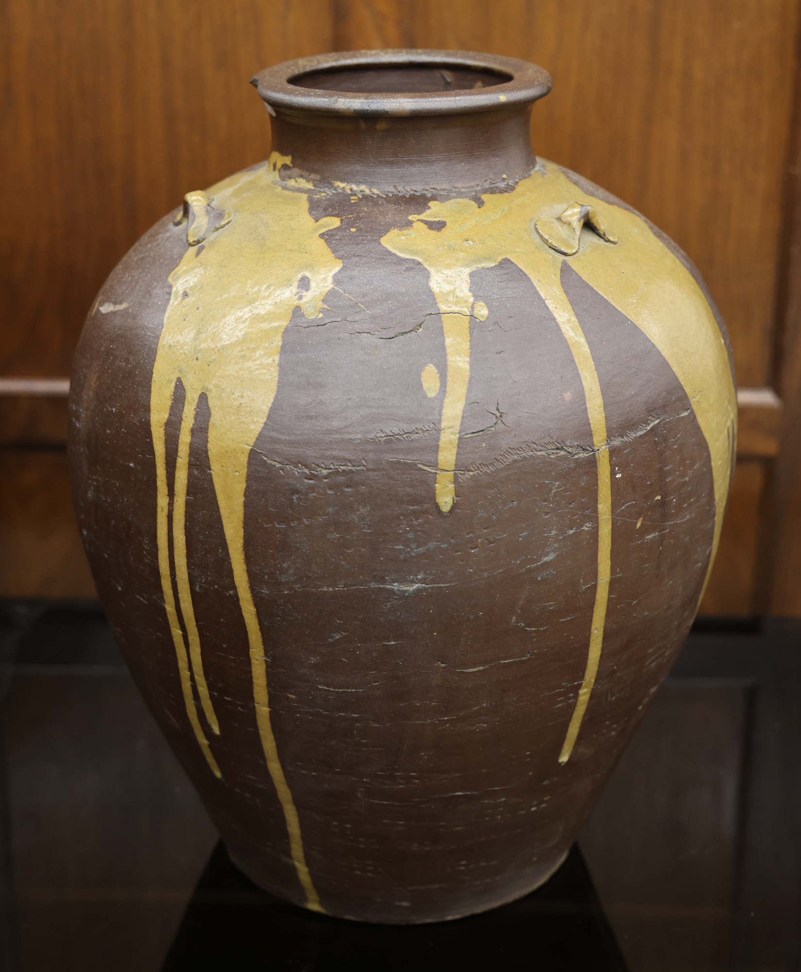 Japanese Drip Glaze Tamba Brown Jar