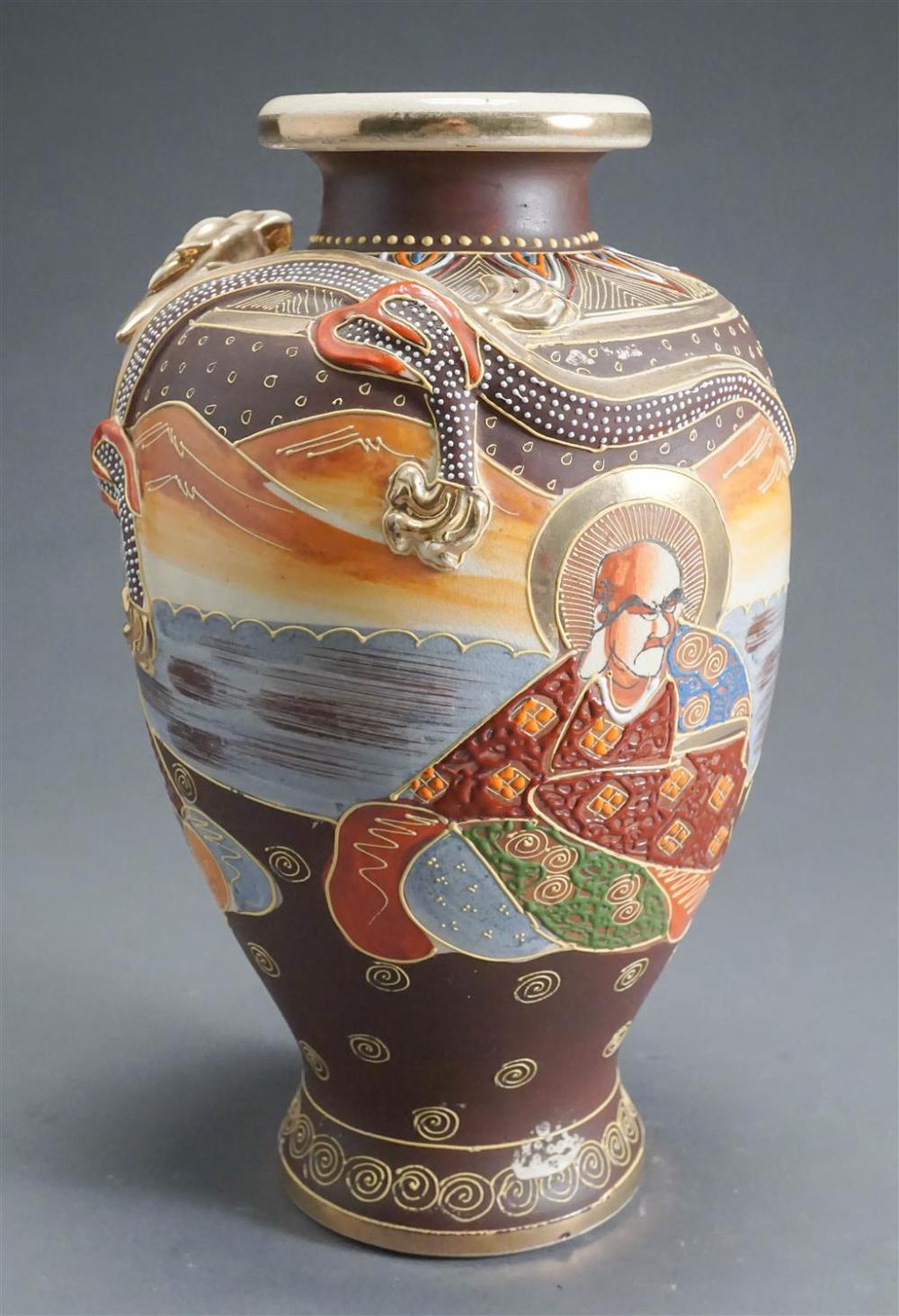 JAPANESE EARTHENWARE VASE, H: 13